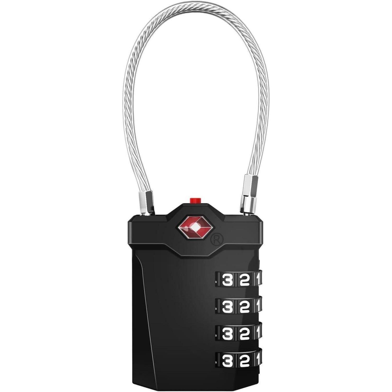 Tsa Zahlenschloss 4-stellig Mit Flexiblem Kabel Und Öffnungsanzeige