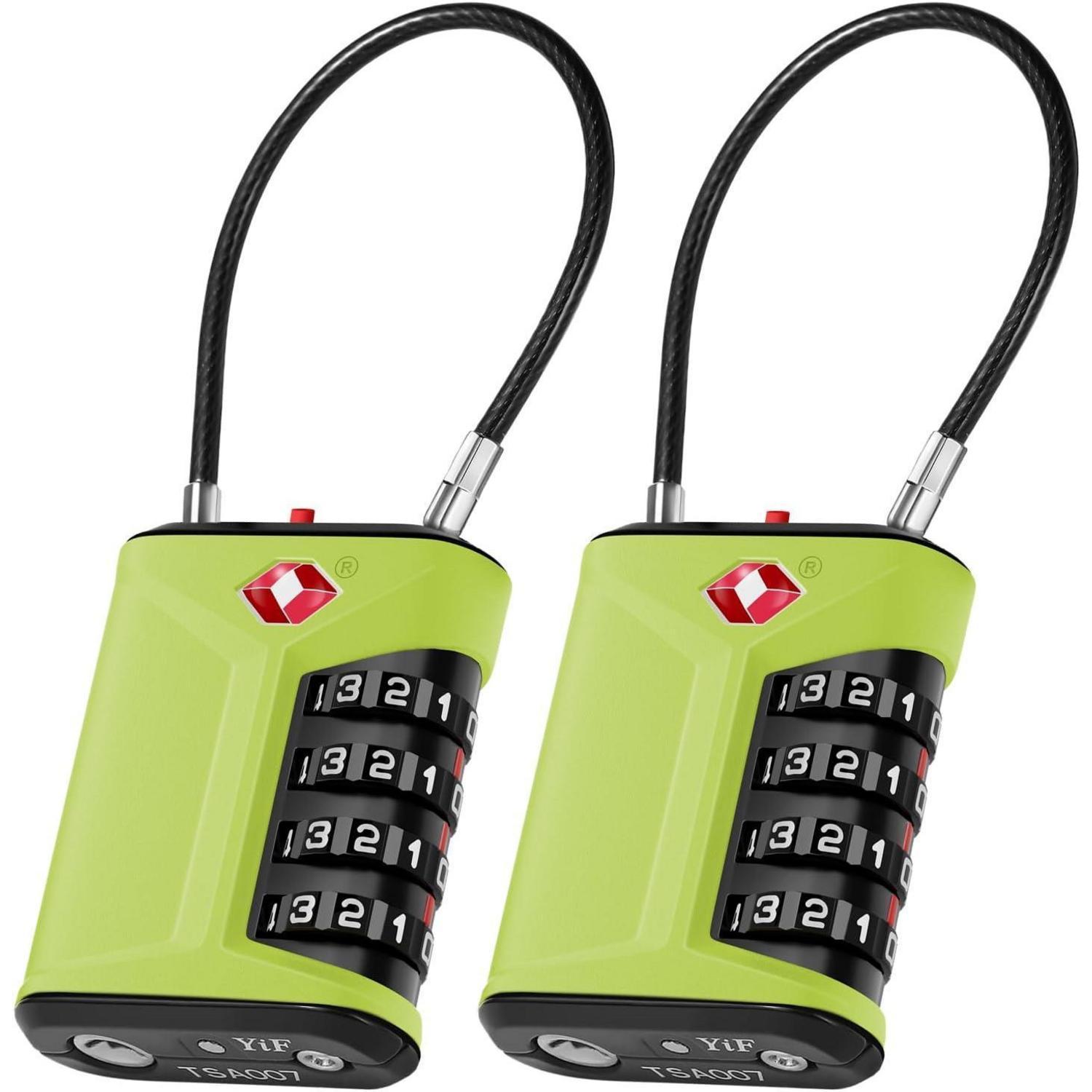 Zahlenschloss Koffer Tsa 4-stellig Mit Kabel, 2 Stück, Grün