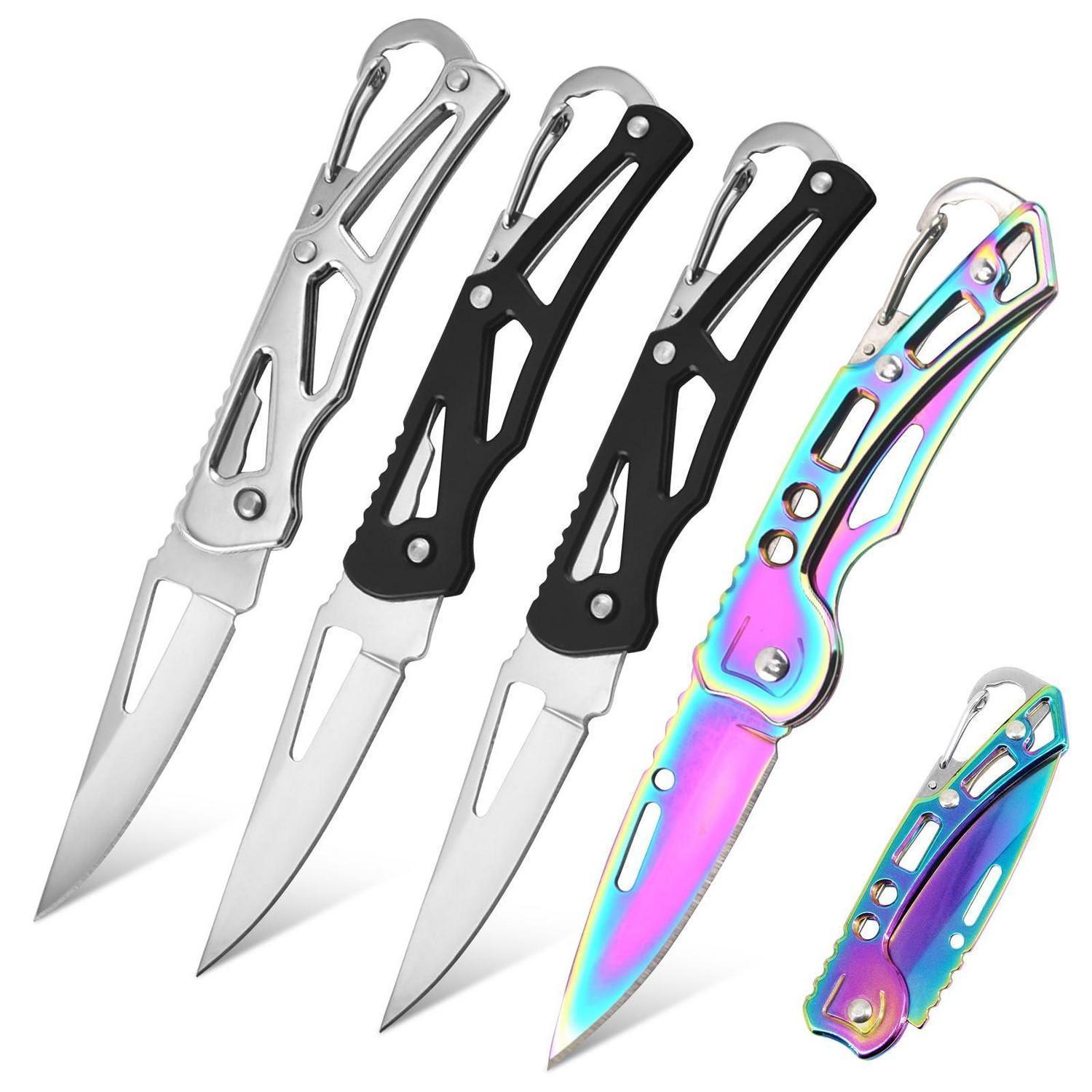 4er Set Klappmesser Mit Schlüsselring, Klein & Scharf, Für Outdoor & Edc