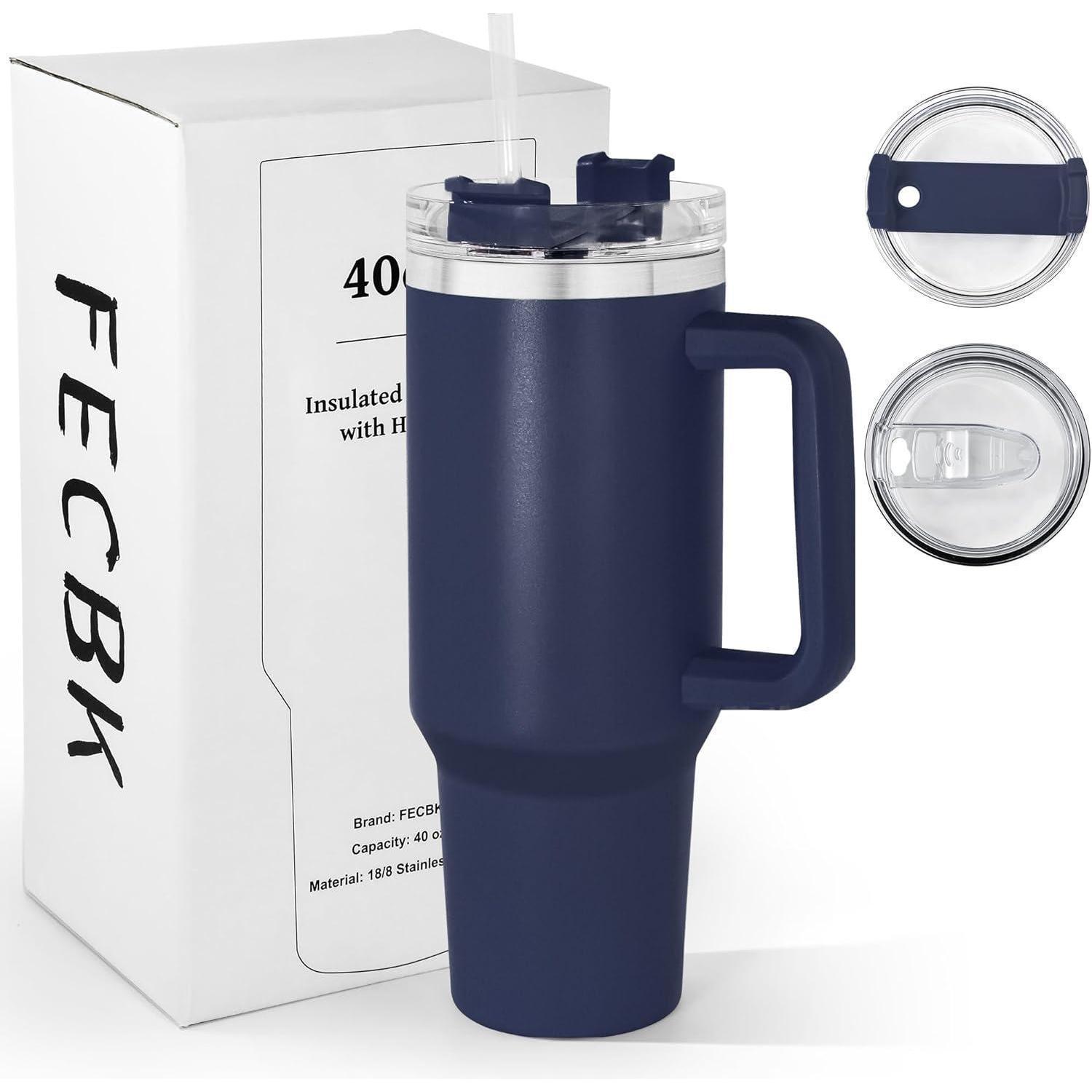 Thermobecher Mit Henkel 1,2l, 100% Auslaufsicher, Edelstahl Vakuumisoliert, Marineblau