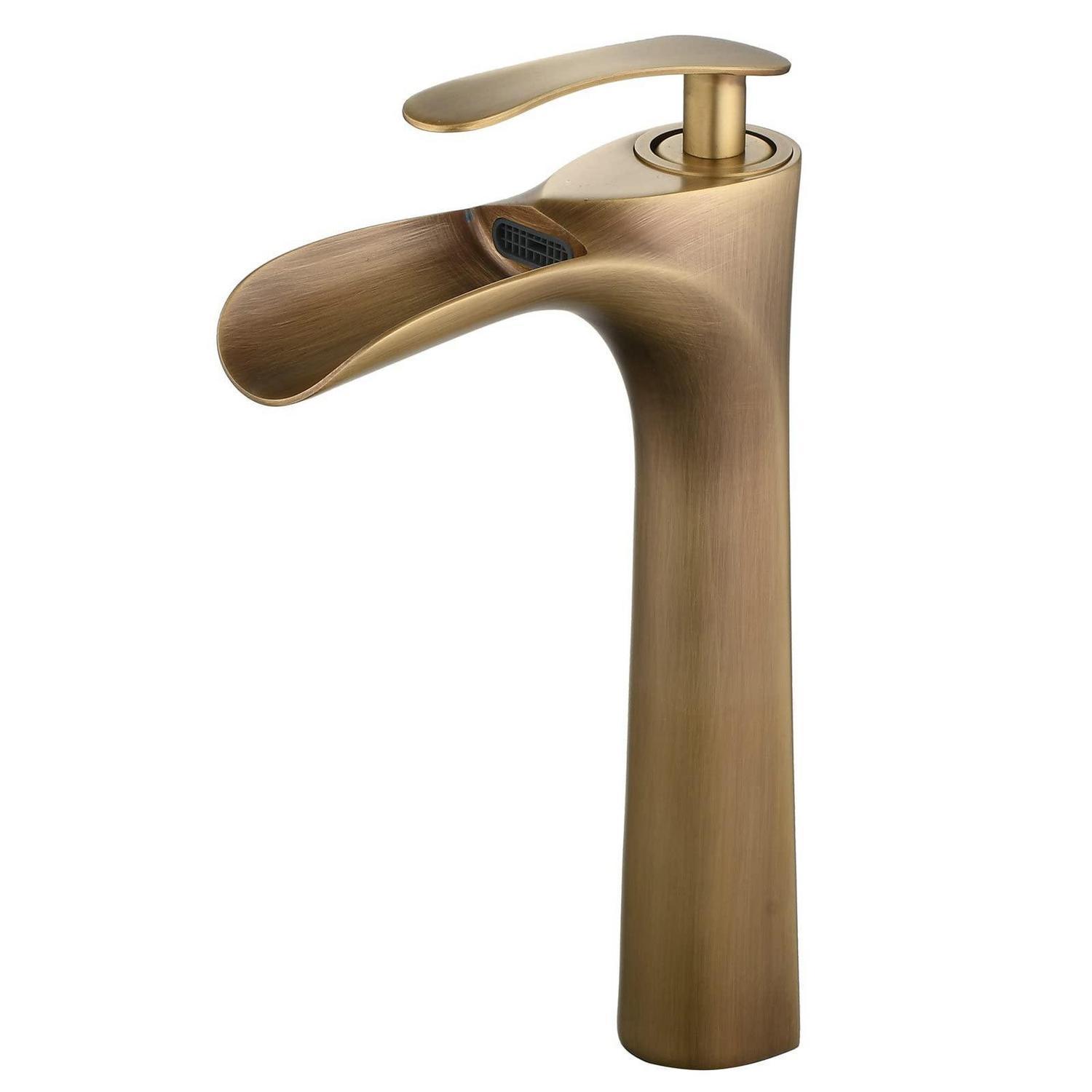 Waschtischarmatur Wasserfall Antik Messing Einhebelmischer