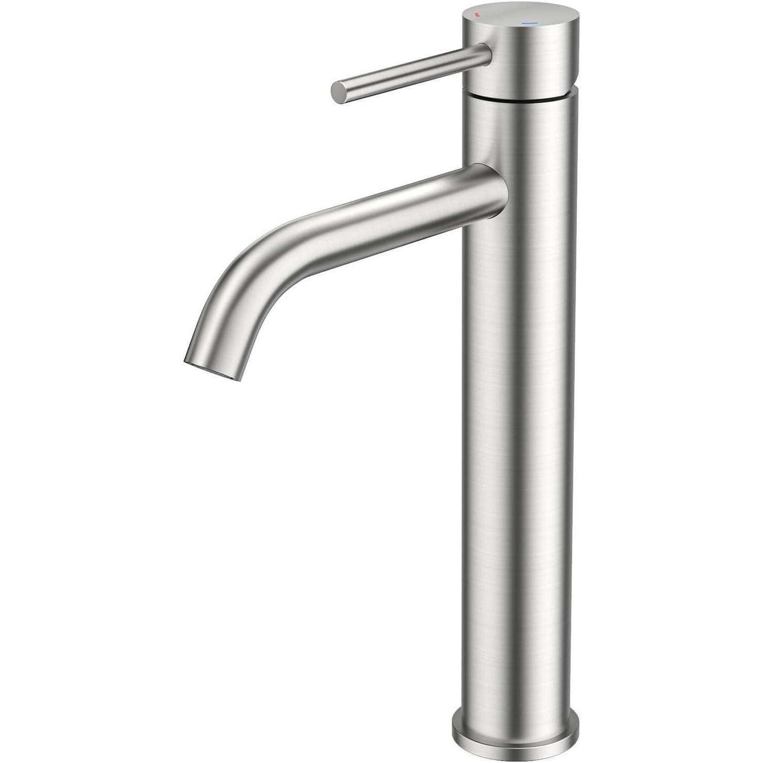 Waschtischarmatur Hoch Mit 190mm Auslaufhöhe, Gebürstetes Nickel, Einhebelmischer