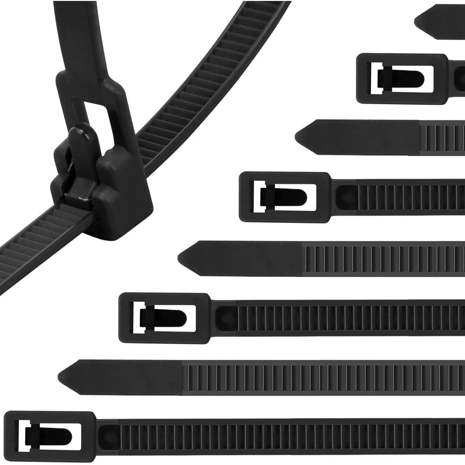 Wiederverwendbare Kabelbinder 30 Cm, 100 Stück, Schwarz, Uv-beständig