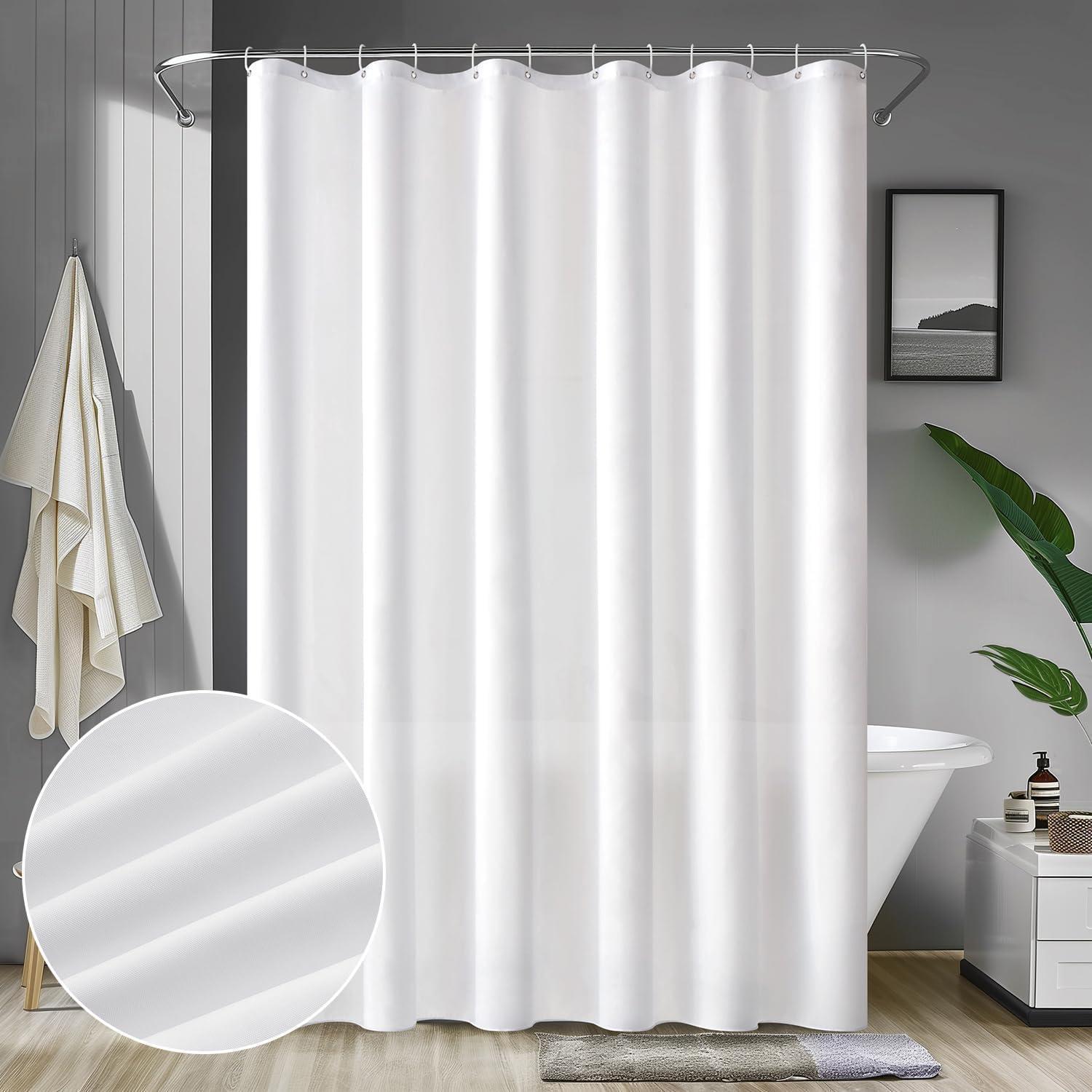 Duschvorhang 120x180cm Weiß Wasserdicht Anti-schimmel Textil Waschbar Schnelltrocknend Mit Haken