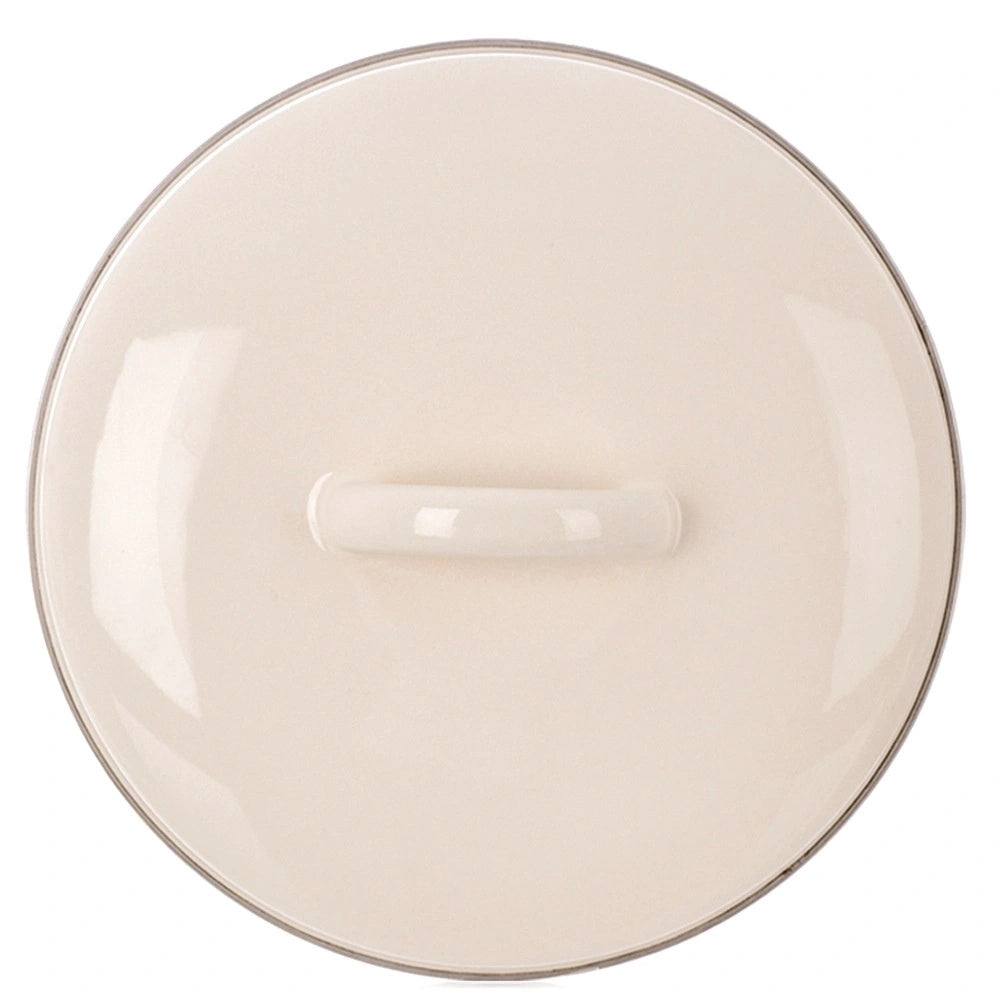 Emaillierter Stahltopfdeckel Mit Griff, 18 Cm, Creme