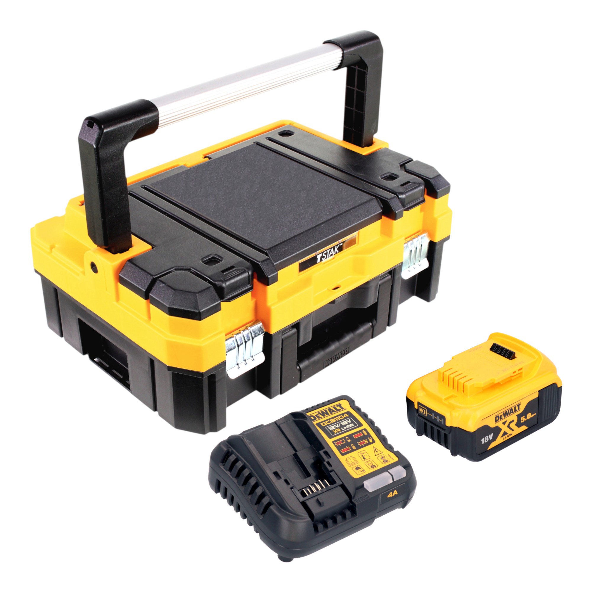 Dewalt Dcb 1104 P1t Akku Starter Set 18 V Mit 1x Akku 5,0 Ah + Dcb 1104 Ladegerät + Tstak