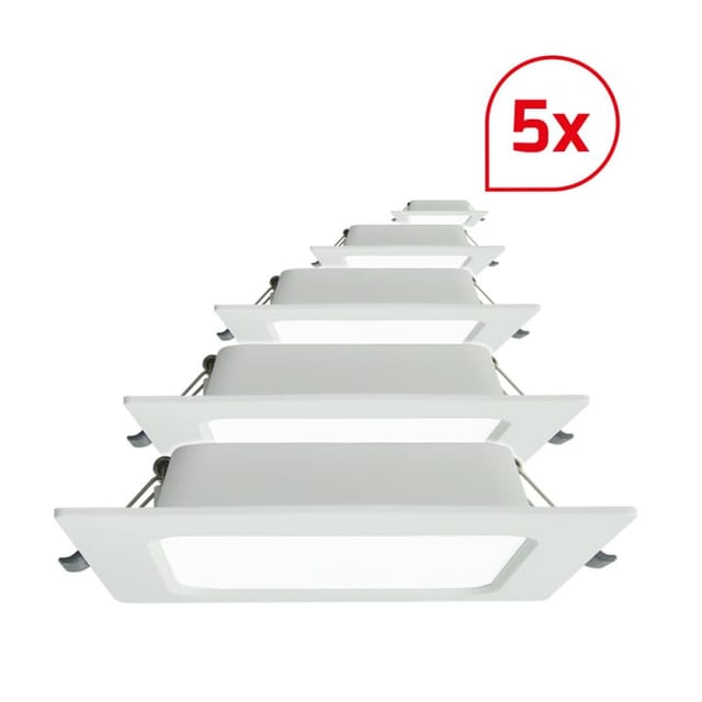 DOTLUX LED-Einbaupanel SQUAREeco IP20 16W 3000K 175x175mm Bundle 5 Stueck - 600097