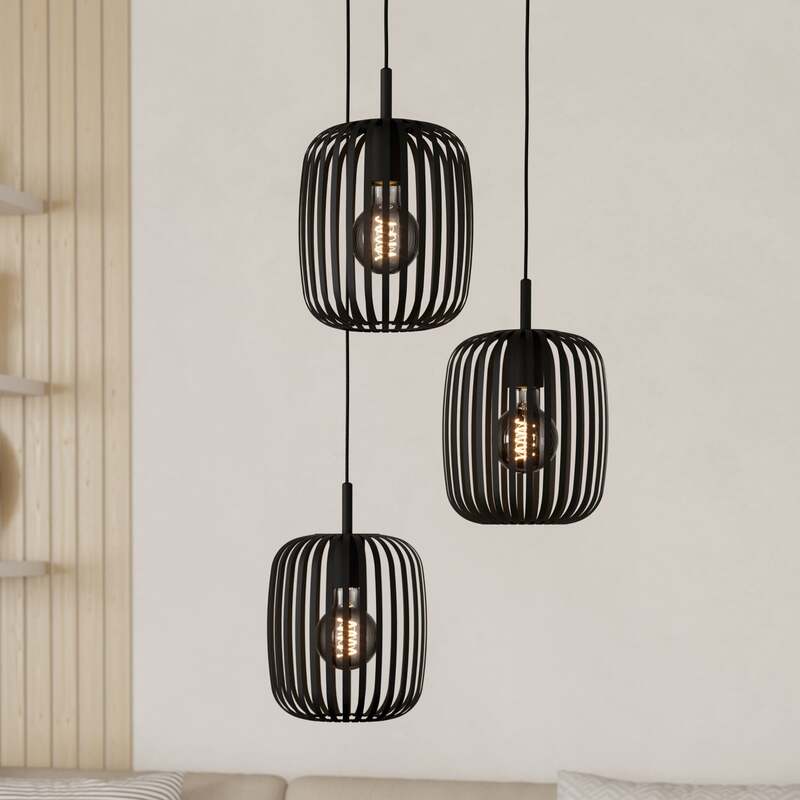 [gebraucht] B-ware Hängeleuchte Romazzina Ø 46 Cm Schwarz 3-flg Stahl Dimmbar Von Eglo