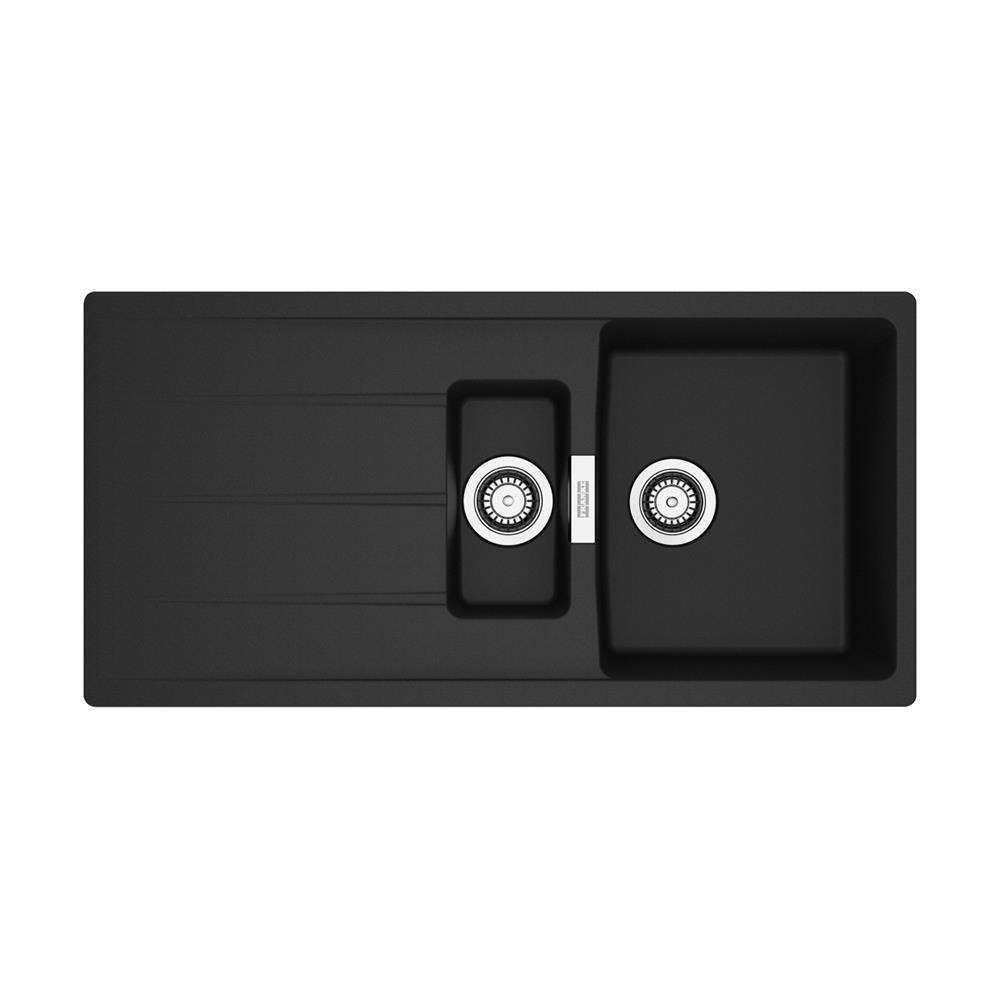 Franke Einbauspüle Centro 651-100 Fragranit Black Matt, Drehknopfventil