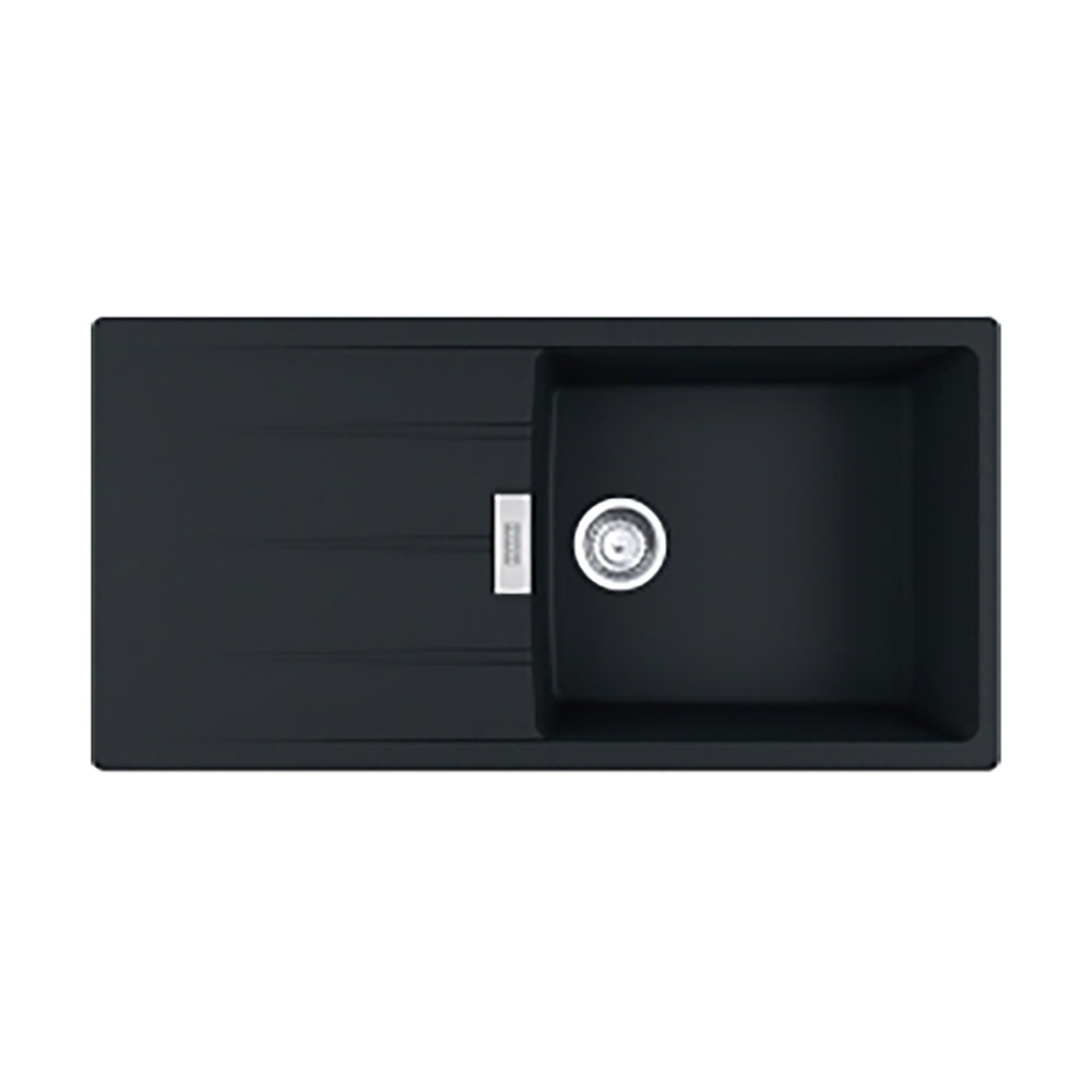 Franke Einbauspüle Centro Flächenbündig Cng 211-100, Fragranit, Black Matt, Drehknopfventil Edelstahl