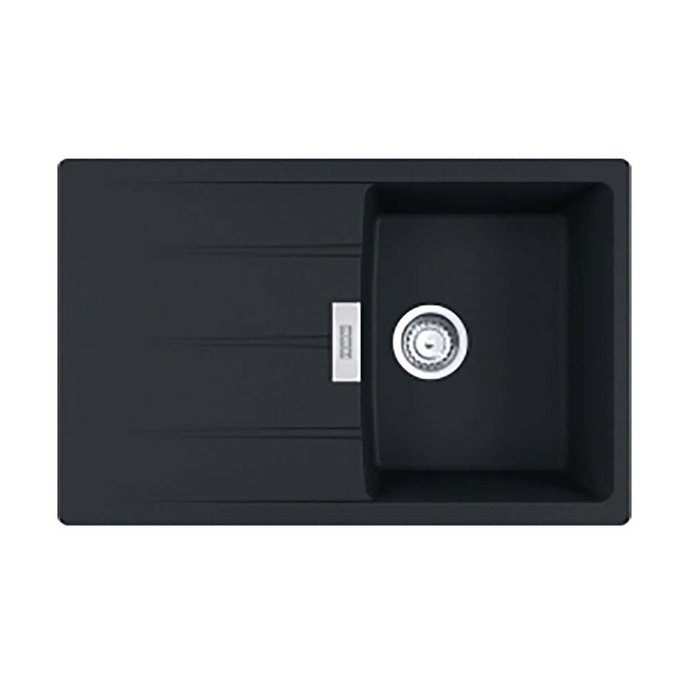 Franke Einbauspüle Centro Flächenbündig Cng 211-78, Fragranit, Black Matt, Drehknopfventil Edelstahl