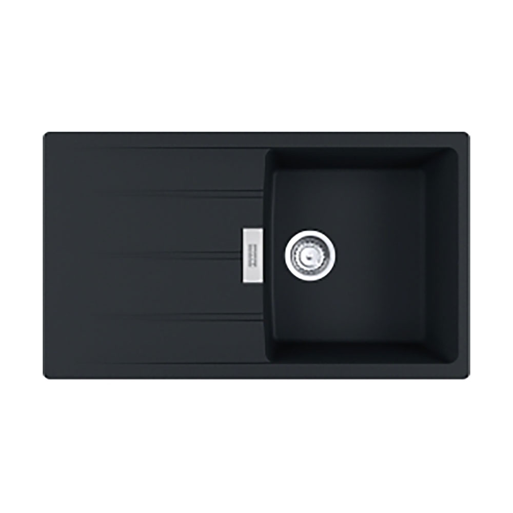 Franke Einbauspüle Centro Flächenbündig Cng 211-86, Fragranit, Black Matt, Drehknopfventil Edelstahl