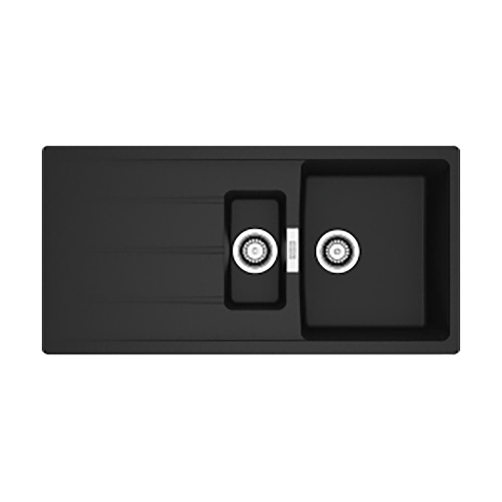 Franke Einbauspüle Centro Flächenbündig Cng 251-100, Fragranit, Black Matt Drehknopfventil Edelstahl