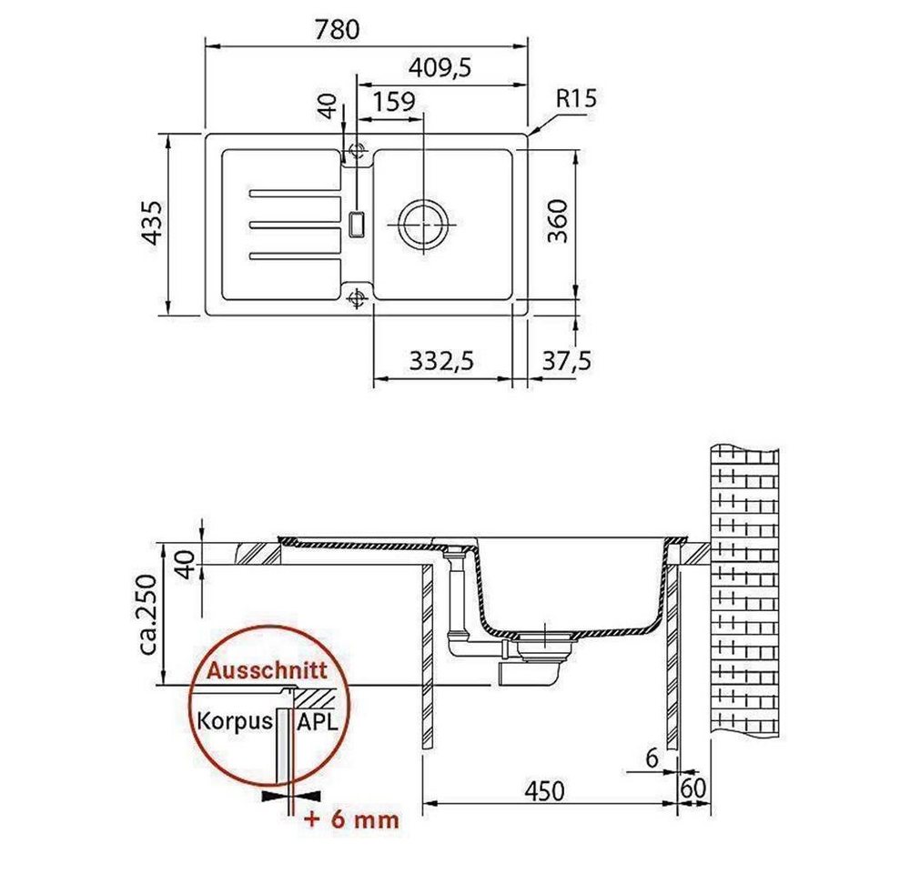 Franke Einbauspüle Strata Stg 614-78 Fragranit+, Stopfenventil Steingrau Bild 4