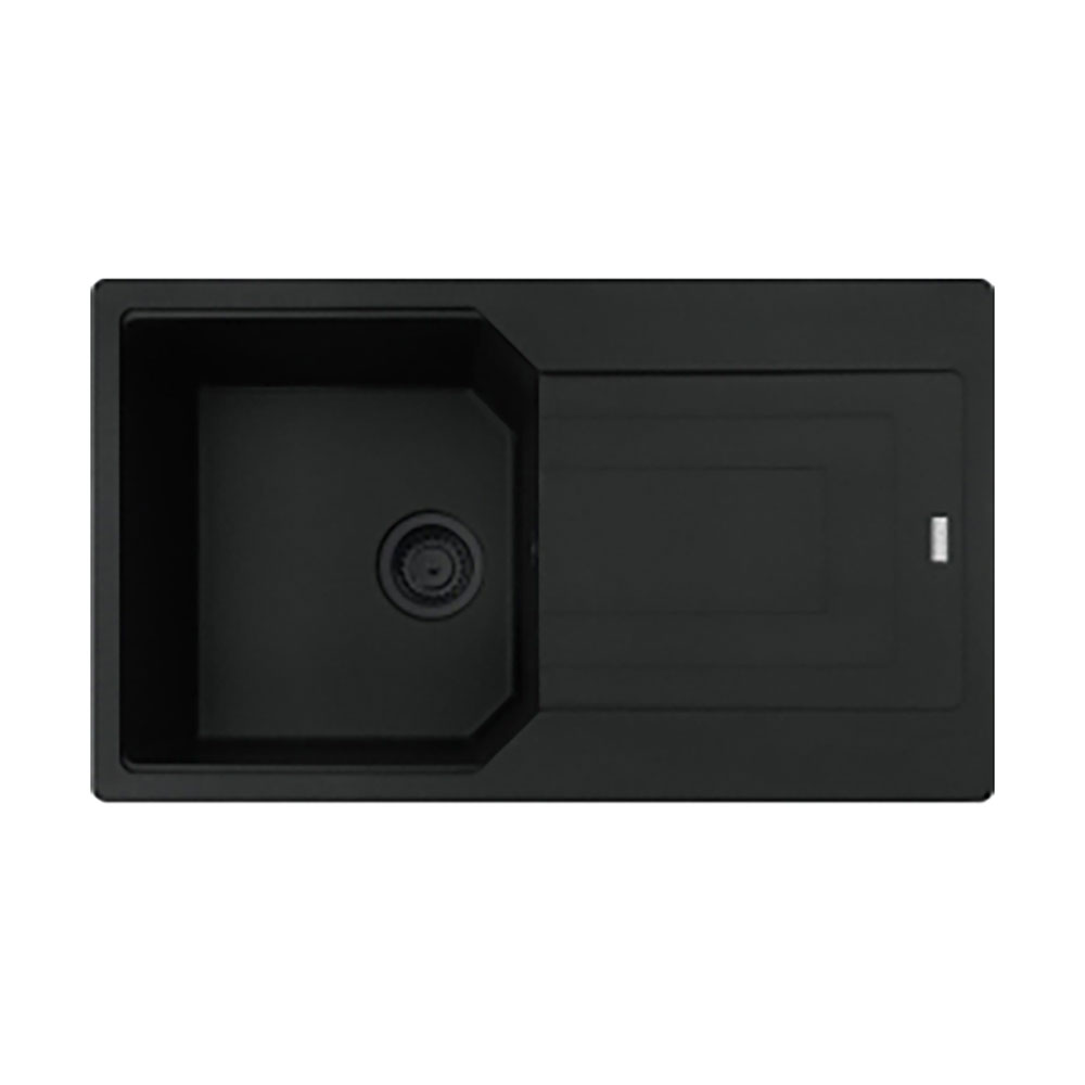 Franke Einbauspüle Urban Flächenbündig Ubg 211-86, Fragranit Black Collection Drehknopf Edelstahl