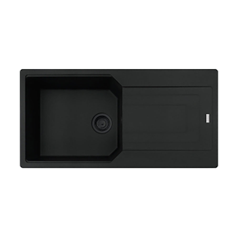 Franke Einbauspüle Urban Flächenbündig Ubg 211-100, Fragranit Black Collection Drehknopf Edelstahl