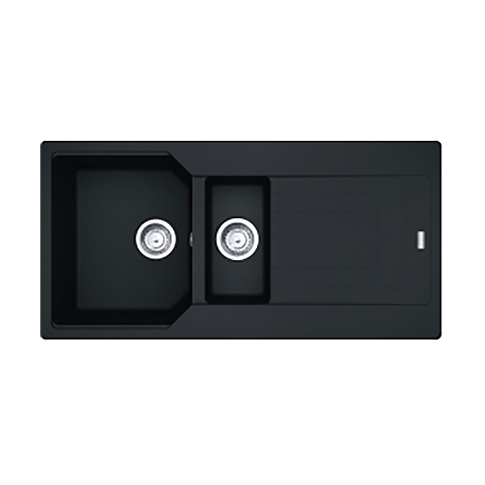 Franke Einbauspüle Urban Flächenbündig Ubg 251-100, Fragranit, Black Matt, Drehknopfventil Edelstahl