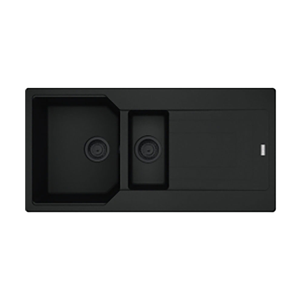 Franke Einbauspüle Urban Flächenbündig Ubg 251-100, Fragranit Black Collection Drehknopf Edelstahl