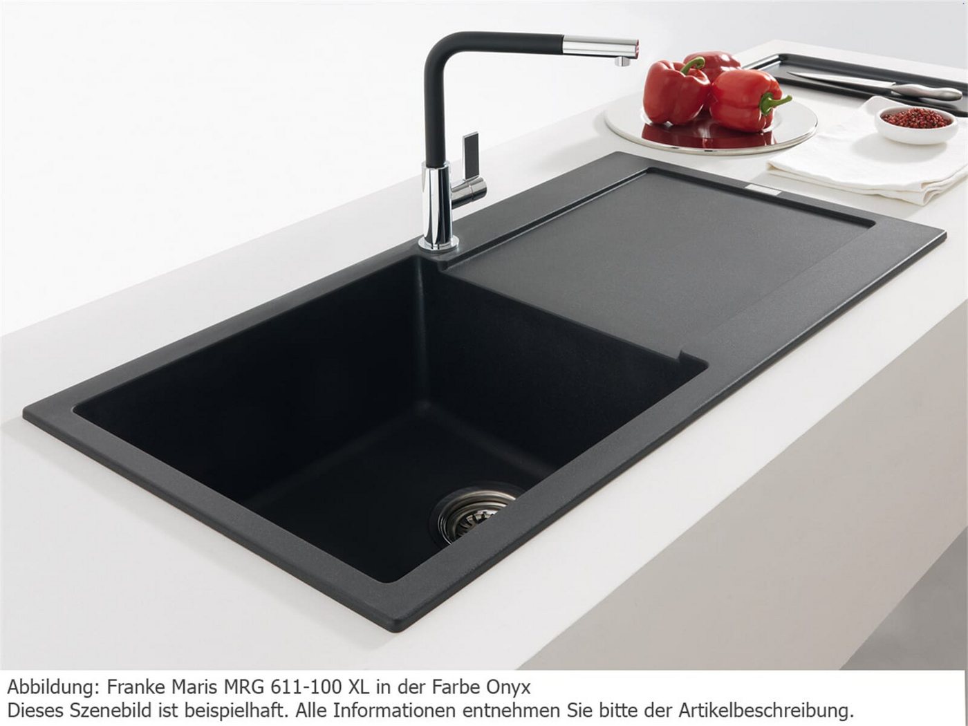 Franke Einbauspüle Maris Mrg 611-97 Xl Fragranit+ Black Matt, Excenterbedienung (druckknopf) Bild 5