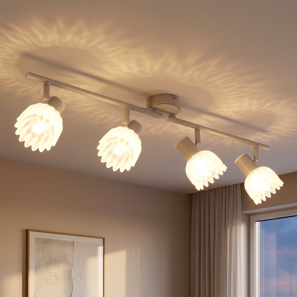 Led Deckenleuchte Beige Deckenlampe Wohnzimmerlampe Spots Verstellbar L 70 Cm