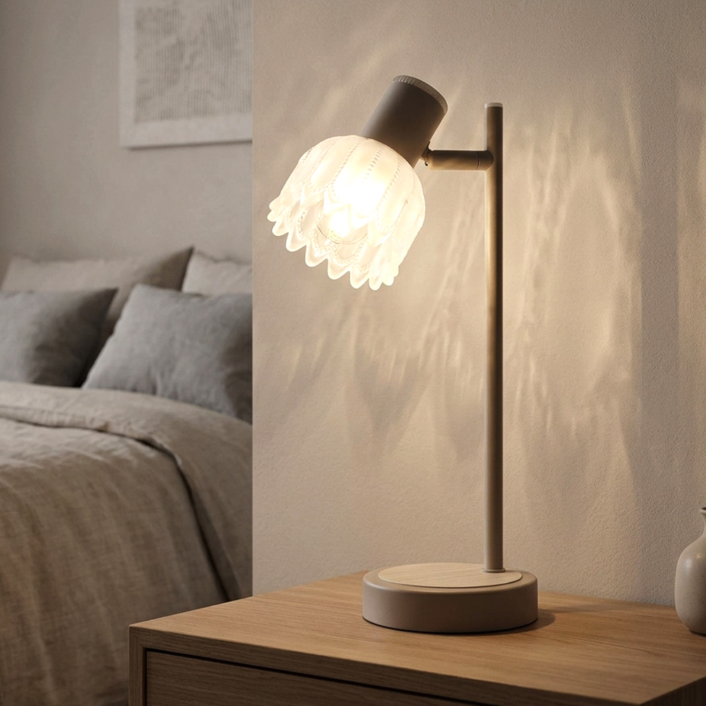 Led Tischleuchte Tischlampe Wohnzimmerlampe Verstellbar Schalter Glas H 35 Cm