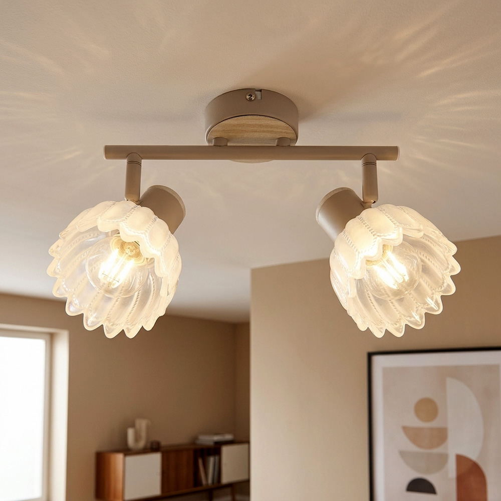 Led Deckenleuchte Deckenstrahler Wohnzimmerlampe Schwenkbar Beige Metall L 25 Cm