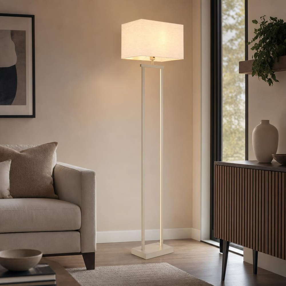 Led Stehleuchte Stehlampe Wohnzimmerlampe Touchdimmer Beige Metall H 153 Cm