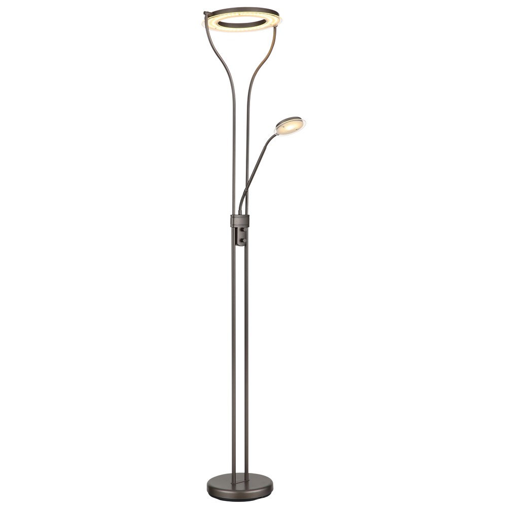 Led Stehlampe Deckenfluter Wohnzimmerlampe Dimmbar Braun Metall H 194 Cm