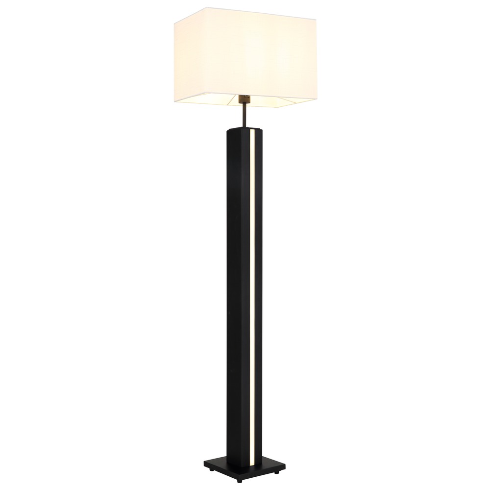 Led Stehlampe Stehleuchte Wohnzimmerlampe Dimmbar Schwarz Mdf Textil H 150 Cm