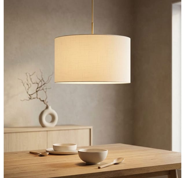 Hängeleuchte Pendelleuchte Schlafzimmerlampe Rund Messingfarben Textil H 120 Cm