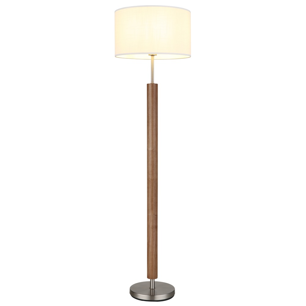 Stehleuchte Stehlampe Wohnzimmerlampe Fußschalter Silber Metall Holz H 150 Cm