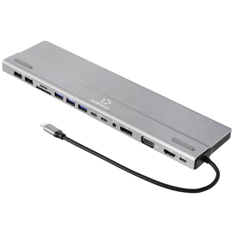 [gebraucht] B-ware Renkforce Usb-c Dockingstation Rf-dks-902 Mit Kartenleser 4k Hdmi Grau