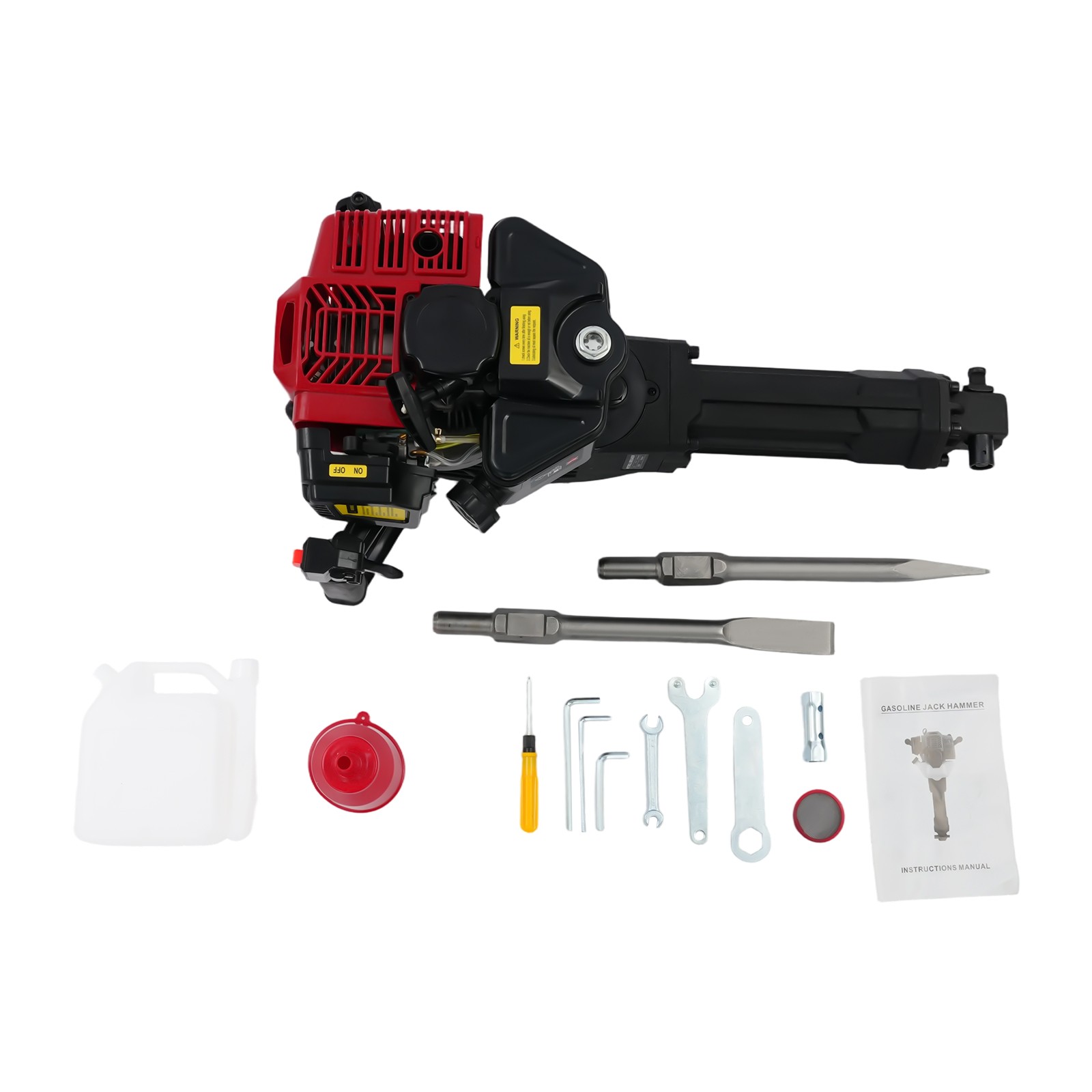 Abbruchhammer 1900w 55j, 2-takt 52cc Benzin Stemmhammer Profi Abbruch Hammer Betonhammer Mit Spitz- Und Flachmeißel Meißelhammer 1500bpm Demolition Jack Hammer