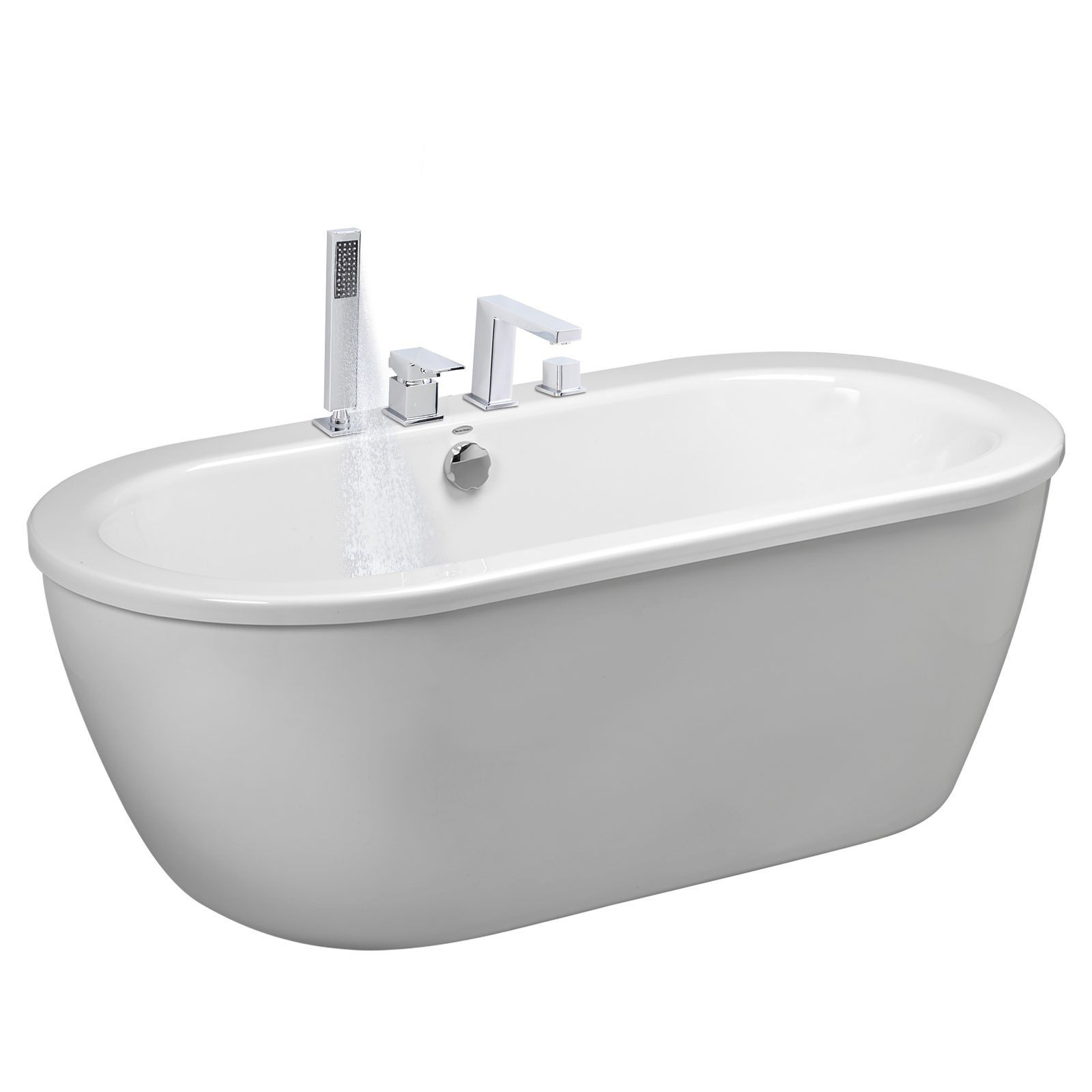 4-loch-badewannenarmatur Mit Umsteller Und Duschkopf, Für Badezimmer, Toilette, Wohnung (silberfarben)