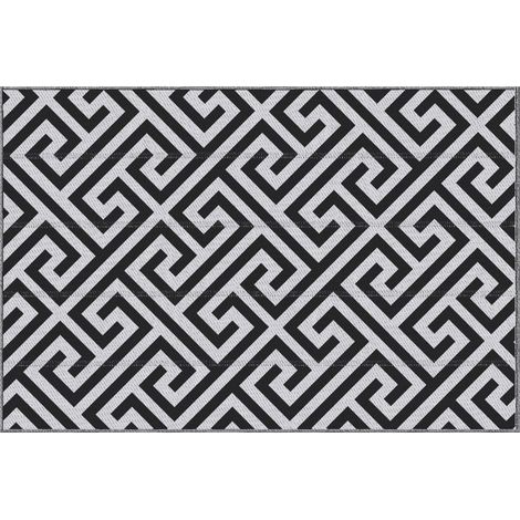 Outdoor-kunststoffmatte 121 X 182 Cm, Wasserabweisend Und Beidseitig Verwendbar, Schwarz-weiß, Ideal Für Terrasse Und Garten