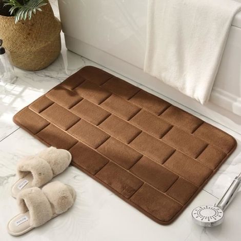 (braun) Saugfähige Bad-/küchenmatte Mit 3d-ziegelsteinmuster, 40 X 60 Cm – Braun