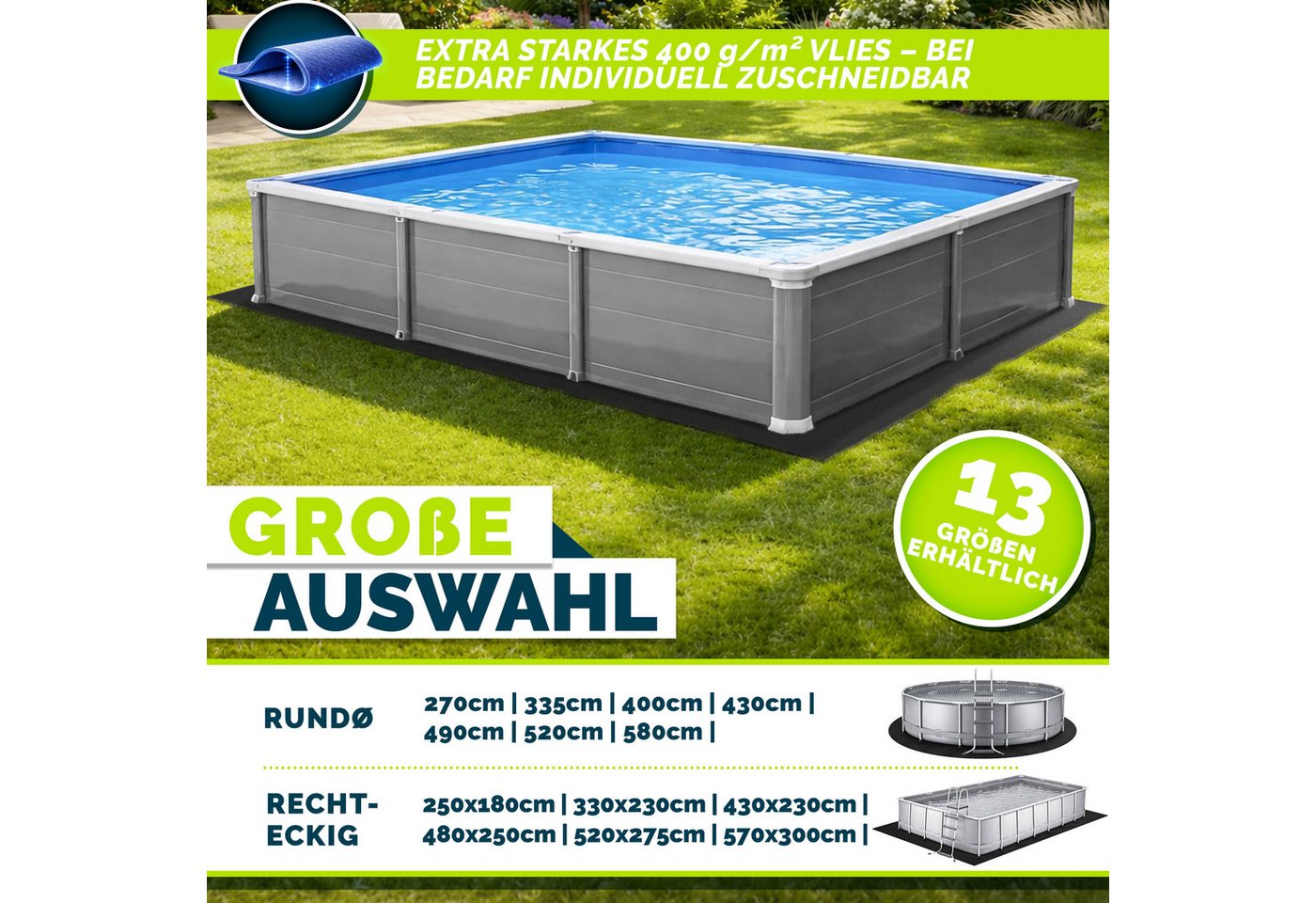 Tillvex® Pool Unterlage Vlies Schwarz 250 X 180 Cm Bild 4