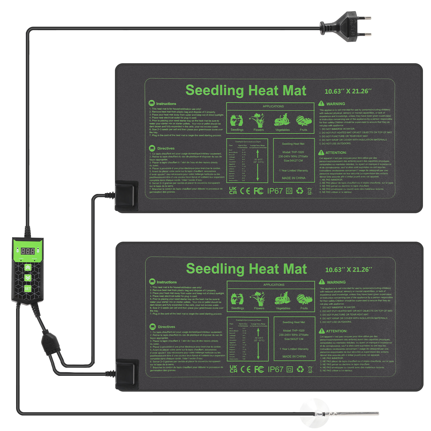 Tolletour 2er Set Heizmatten Für Pflanzen 55×27 Cm, 55w Mit Thermostat, 5–45 °c