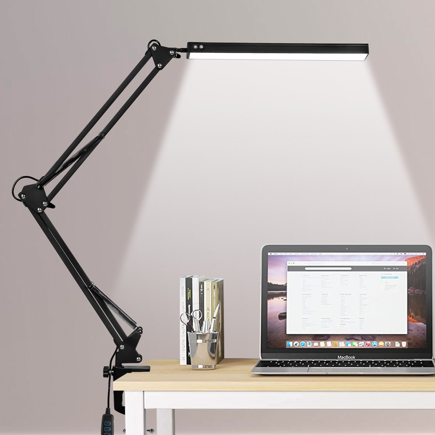 Tolletour Led-schreibtischlampe Mit Klemme 10 W, 80 Leds, 3 Farbtemperaturen, 10 Helligkeitsstufen, Verstellbarer Metallarm, Usb, Schwarz