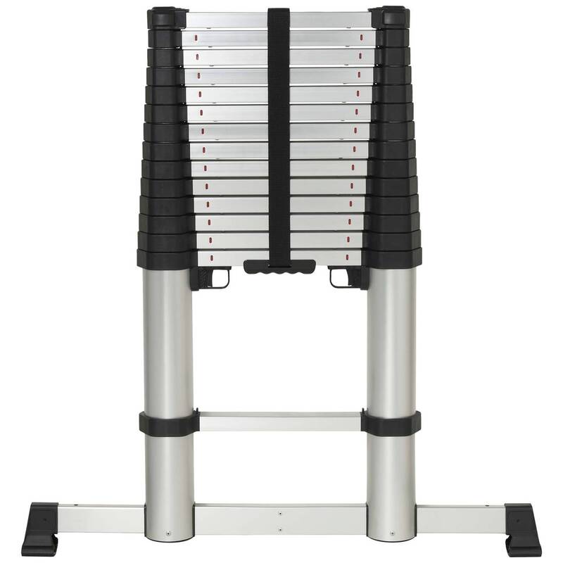 [gebraucht] B-ware Toolcraft Teleskopleiter Stehleiter Arbeitshöhe 5.12m Aluminium En 131