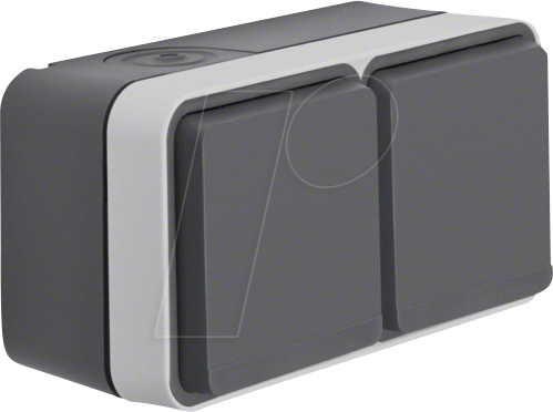 Berker Steckdose SCHUKO 2-fach grau,AP,Klappdeckel 47843515