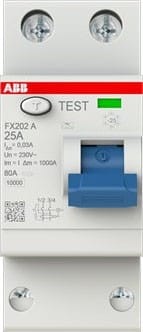ABB Stotz S&amp;J FI-Schutzschalter 2P, 25A, 30mA FX202 A-25/0.03 - 2CSF202165R1250