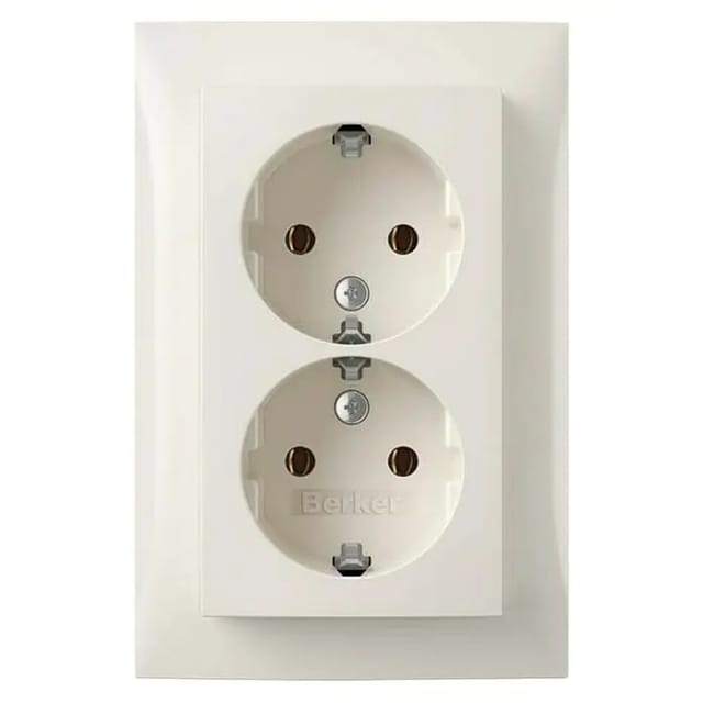 Berker SCHUKO-Doppelsteckdose Abdeckpl. pws-glanz 47748989 - 47748989
