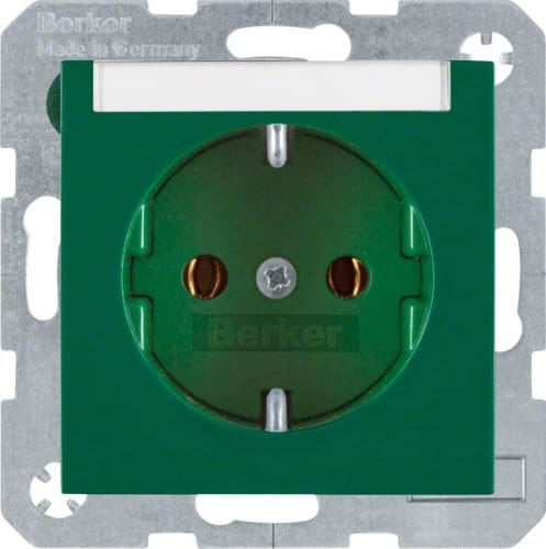 Berker SCHUKO-Steckdose gn/gl m.Beschriftungsfeld 47508903 - 47508903