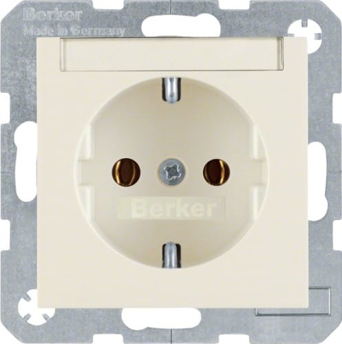 Berker SCHUKO-Steckdose ws/gl m.Beschriftungsfeld 47508982 - 47508982