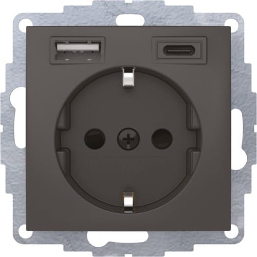 Berker Steckdose SCHUKO/USB anthrazit matt 48041606 - 48041606