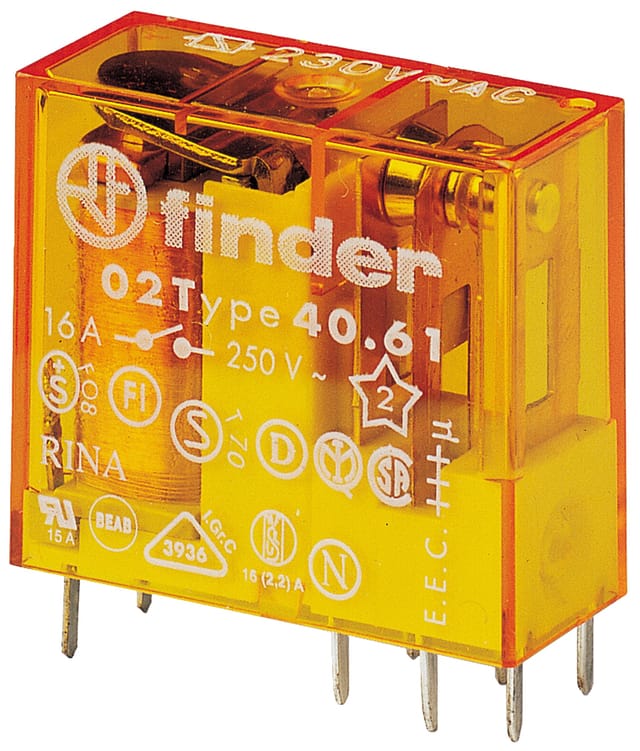 Finder Steck-/Printrelais 230VAC, 1W 16A 40.61.8.230.1000 - 406182301000