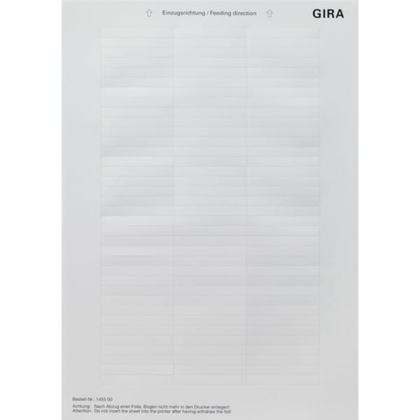 Gira Beschriftungsbogen 51,2 x 7mm 145500 - 145500