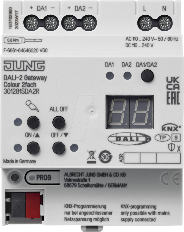Jung KNX DALI-2 Gateway Colour 2fach 30128 1S DA2 R - 301281SDA2R