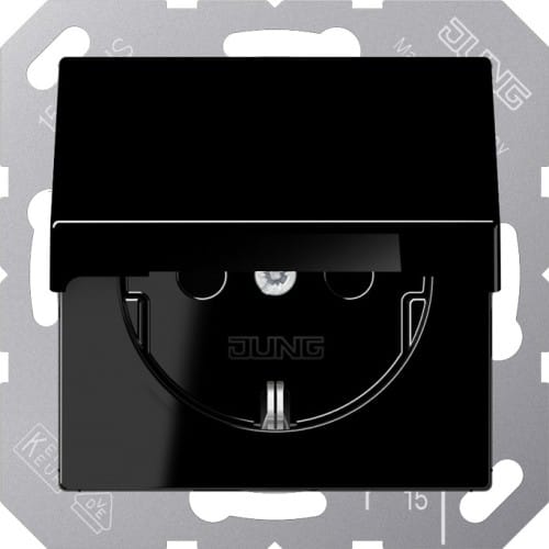 Jung SCHUKO-Steckdose 16A 250V Klappdeckel A 1520 KL SW - A1520KLSW